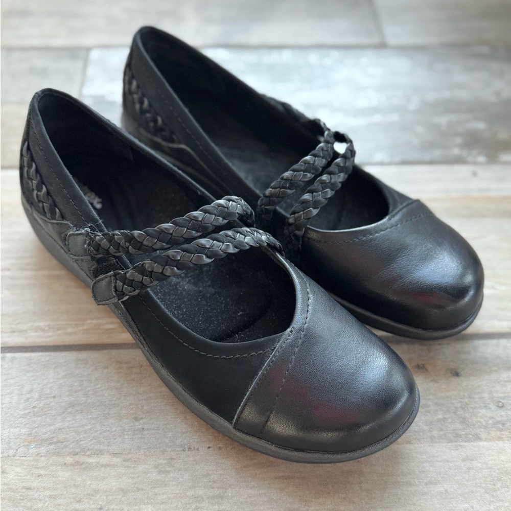 Aetrex Annie Black Braided Mary Jane Flats Size 41